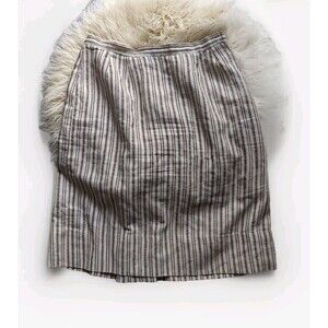 Vintage Beige Straight Knee Length Tan Striped Skirt Small 4 Side Zip Back Slit